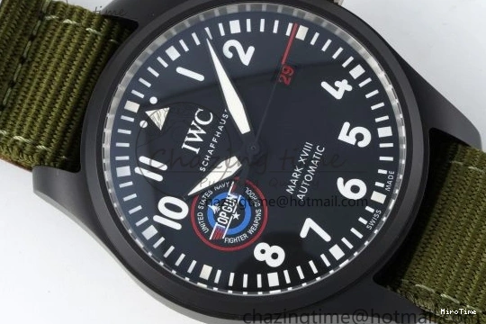 MIROTIME 0207 Top Gun Pilot Mark XVIII Limited “SFTI” M+F 1:1 Best Edition Black Dial on Green Nylon Strap A WaterResistant 7064